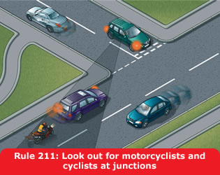 Look out for motorcyclists and cyclists at junctions