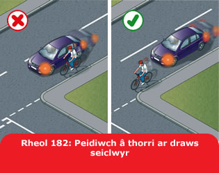 Rheol 182: Peidiwch â thorri ar draws seiclwyr