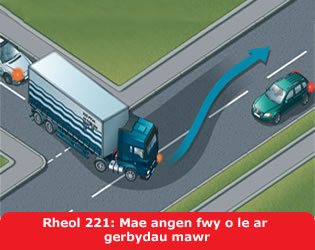 Rheol 221: Mae angen fwy o le ar gerbydau mawr